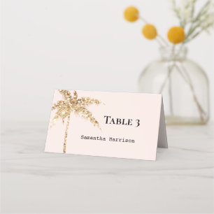 Gold Glitter Tropical Palm Tree Place Card