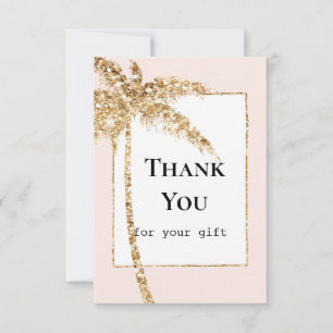 Gold Glitter Tropical Palm Tree Thank You Card