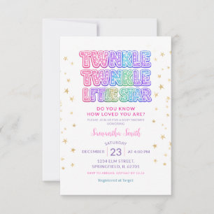 Gold Glitter Twinkle Little Star Baby Shower Invitation