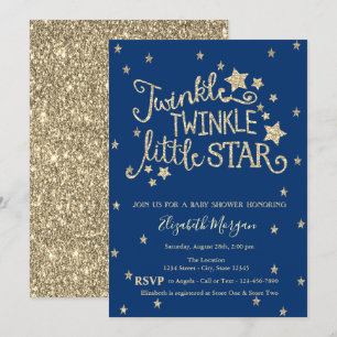 Gold Glitter Twinkle Little Star Baby Shower Invitation