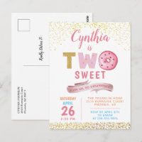 Gold Glitter Two Sweet Doughnuts Girl 2nd Birthday