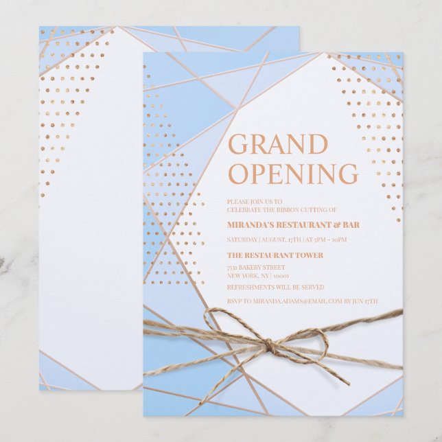 Gold glitter typography Restaurant grand opening Invitation (Front/Back)