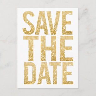 Gold Glitter Typography Save the Date Postcard