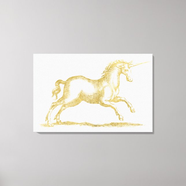Gold Glitter Unicorn Fantasy Canvas Print (Front)