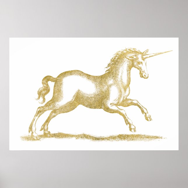 Gold Glitter Unicorn Fantasy Poster (Front)