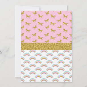 Gold Glitter Unicorn Rainbow Party Invitations