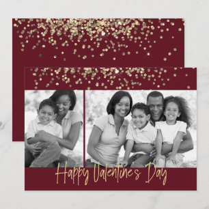 Gold Glitter Valentine's Day Black & White Holiday Card