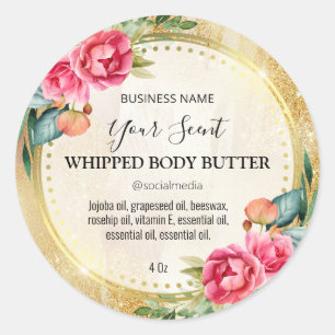 Gold Glitter Vintage Design Body Butter Labels