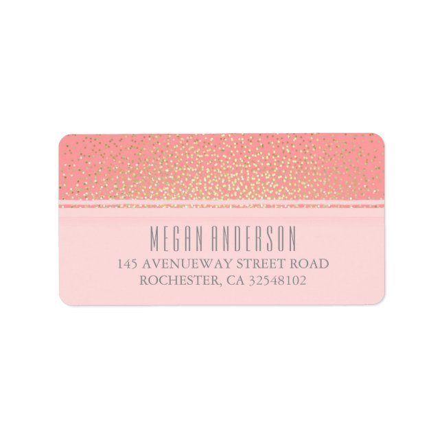 Gold Glitter Vintage Glamour Pink Wedding Label (Front)