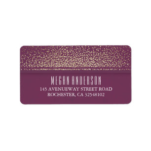 Gold Glitter Vintage Glamour Plum Wedding Label