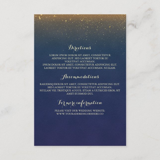 Gold Glitter Vintage Navy Wedding Insert (Front)