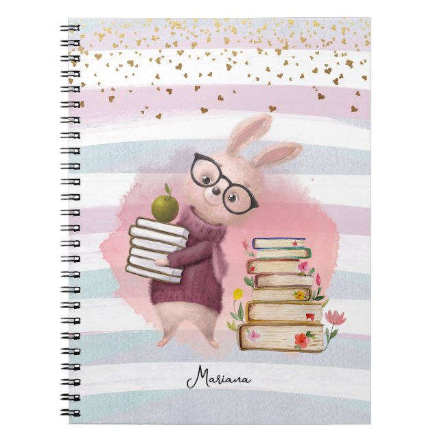Gold Glitter & Watercolor Pink Teacher Notebook (Front)