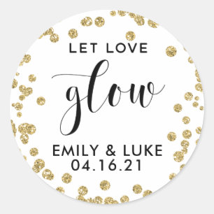 Gold Glitter Wedding Candle Classic Round Sticker