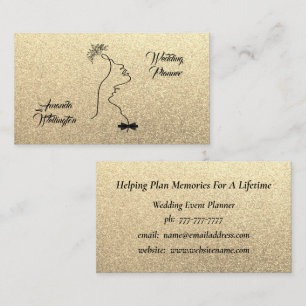 Gold Glitter Wedding Event Planner Business Card