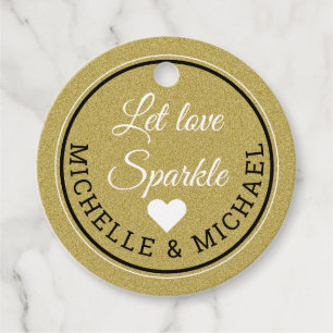 Gold Glitter Wedding Favour  Let Love Sparkle Tags