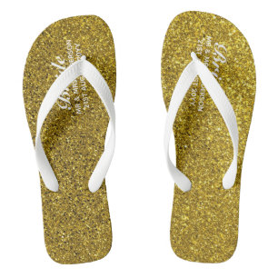 Gold Glitter Wedding Flipflops BRIDE, Bridal Party