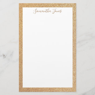 Gold Glitter Wedding Party Personalized Stationery