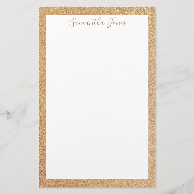 Gold Glitter Wedding Party | Personalized Stationery (Front)