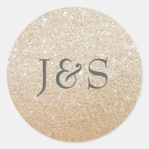 Gold glitter wedding personalised initial stickers