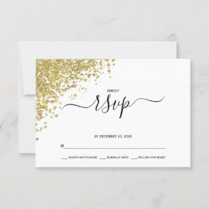 Gold Glitter Wedding RSVP Card
