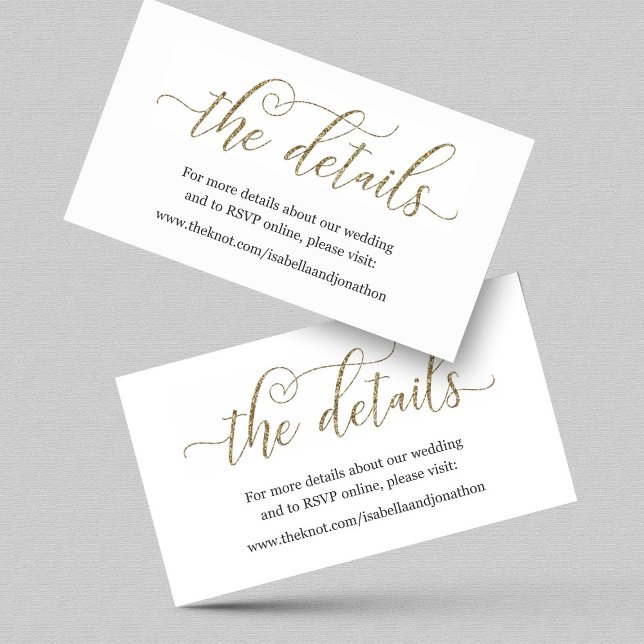 Gold Glitter Wedding Website Info Enclosure Card (Creator Uploaded)