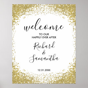 Gold Glitter Wedding Welcome Sign