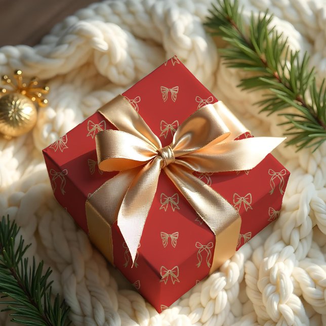 Gold Glitter Whimsical Elegant Christmas Bows  Wrapping Paper (Gold Glitter Whimsical Elegant Christmas Bows Wrapping Paper)