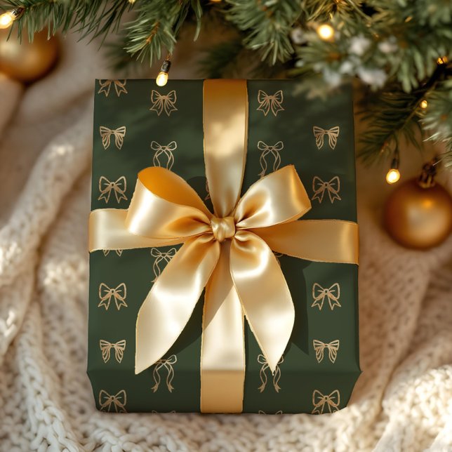 Gold Glitter Whimsical Elegant Christmas Bows  Wrapping Paper (Gold Glitter Whimsical Elegant Christmas Bows Wrapping Paper)