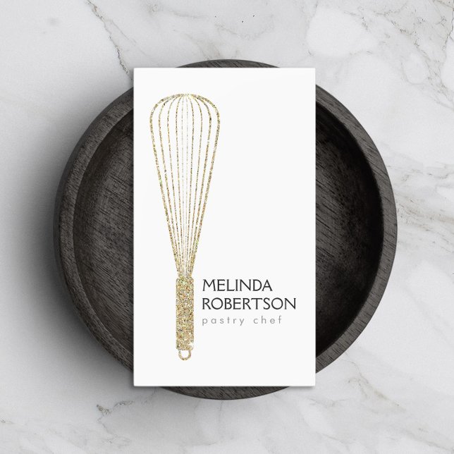 Gold Glitter Whisk Bakery Business Card (Creator Uploaded)