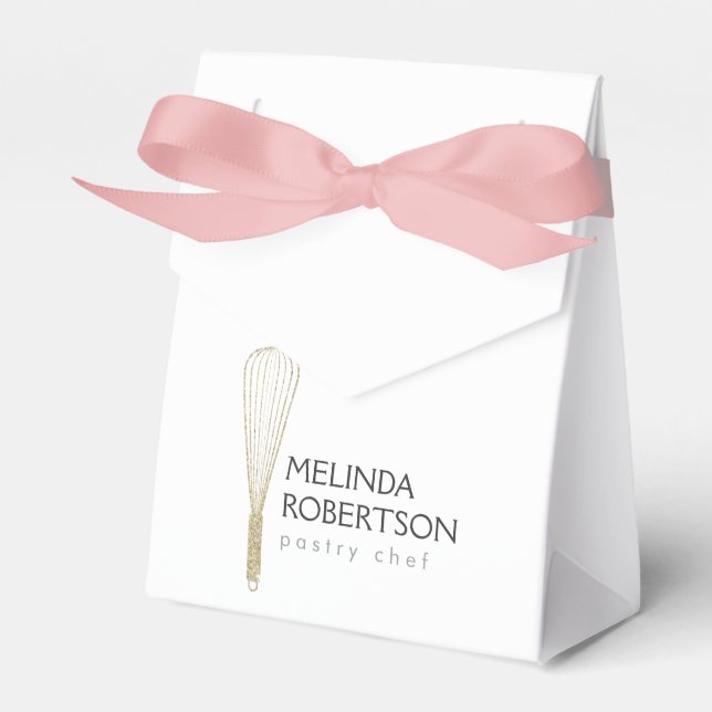 Gold Glitter Whisk Bakery Tent Box, Favour Box (Front Side)
