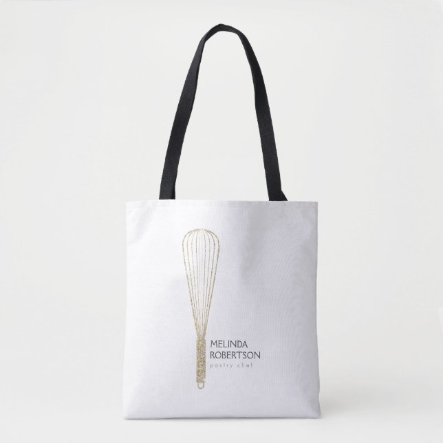 Gold Glitter Whisk Bakery Tote Bag (Front)