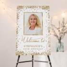 Gold Glitter White 60th Birthday Photo Welcome