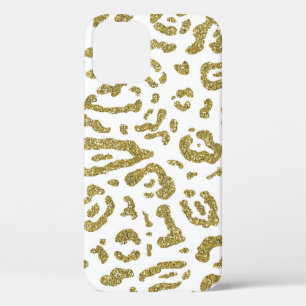 Gold Glitter White Cheetah Leopard Animal Print  iPhone 12 Case
