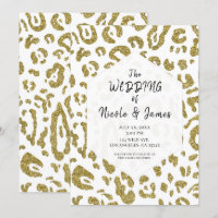 Gold Glitter White Cheetah Leopard Chic Wedding