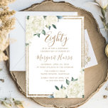 Gold Glitter White Floral 80th Eighty Birthday Invitation<br><div class="desc">Gold Glitter White Floral 80th Eighty Birthday</div>