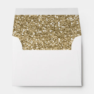 Gold Glitter White Formal Invitation Envelope