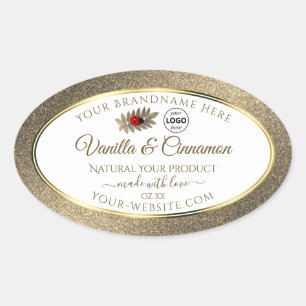 Gold Glitter White Product Labels Ladybug Add Logo