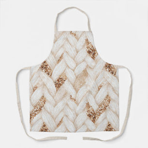 Gold Glitter White Woven Faux Fabric Apron