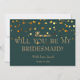Gold Glitter Will You Be My Bridesmaid Invitation