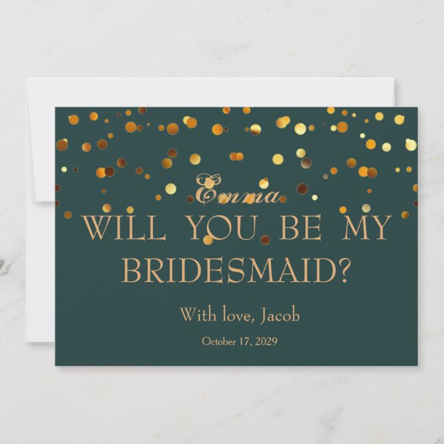 Gold Glitter Will You Be My Bridesmaid Invitation (Front)