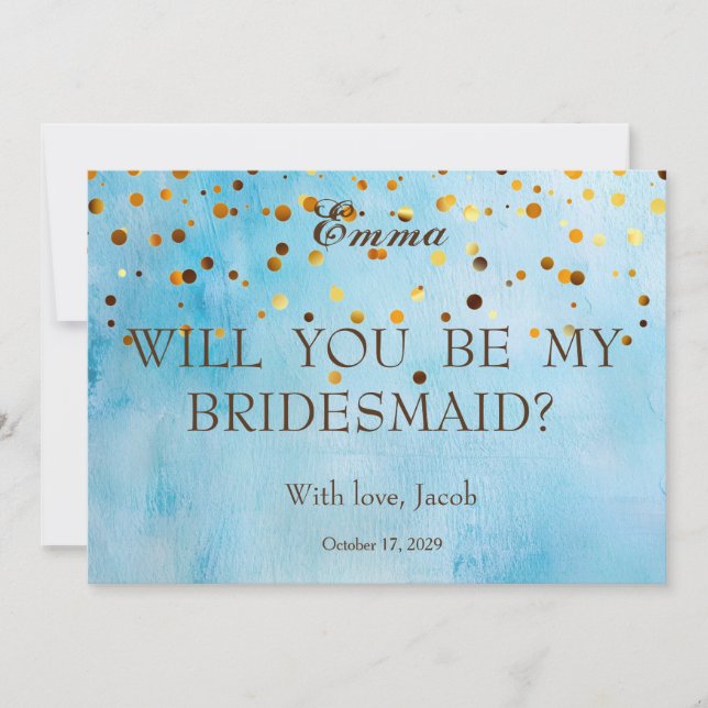 Gold Glitter Will You Be My Bridesmaid Invitation (Front)