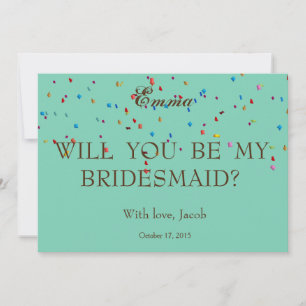 Gold Glitter Will You Be My Bridesmaid Invitation