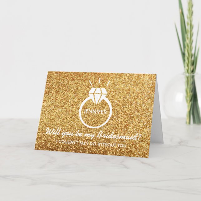 Gold Glitter Will You Be My Bridesmaid Invitation (Front)