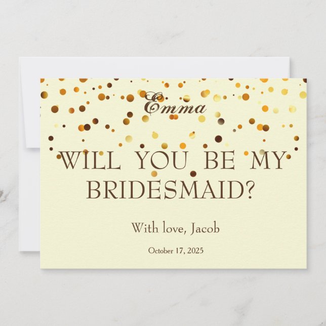 Gold Glitter Will You Be My Bridesmaid Invitation (Front)