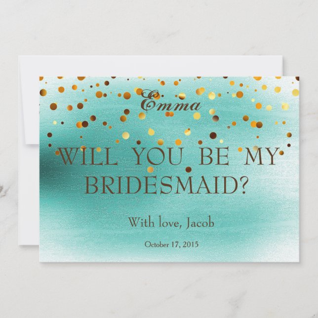 Gold Glitter Will You Be My Bridesmaid Invitation (Front)