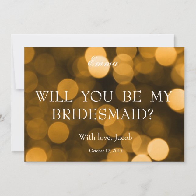 Gold Glitter Will You Be My Bridesmaid Invitation (Front)