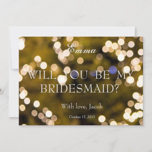 Gold Glitter Will You Be My Bridesmaid Invitation (Front)