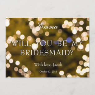 Gold Glitter Will You Be My Bridesmaid Invitation