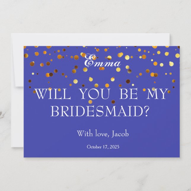 Gold Glitter Will You Be My Bridesmaid Invitation (Front)