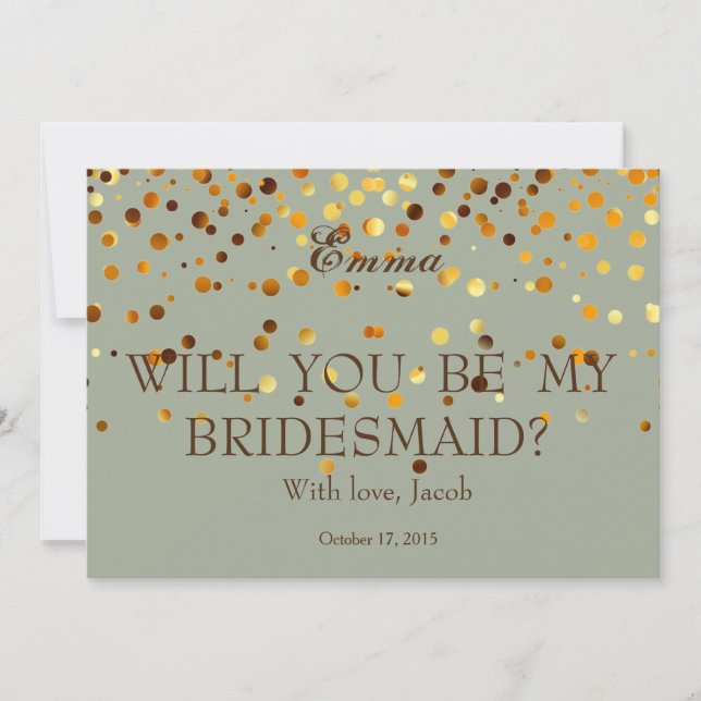 Gold Glitter Will You Be My Bridesmaid Invitation (Front)